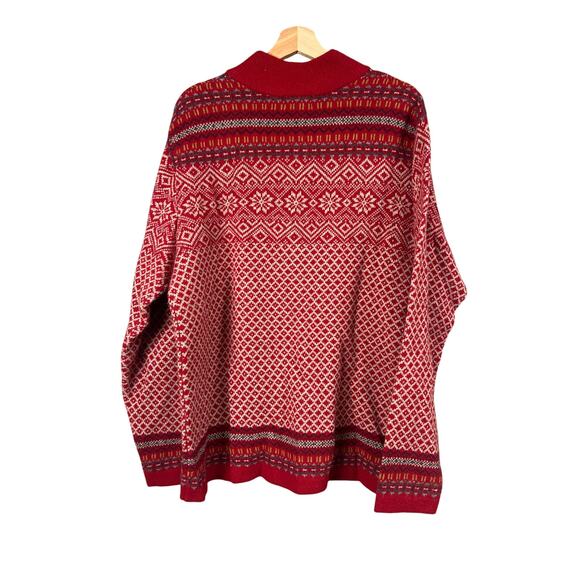 LL Bean Sweater Mens XL Reg Fair Isle Nordic 100% Lambswool Quarter Zip - Picture 3 of 6